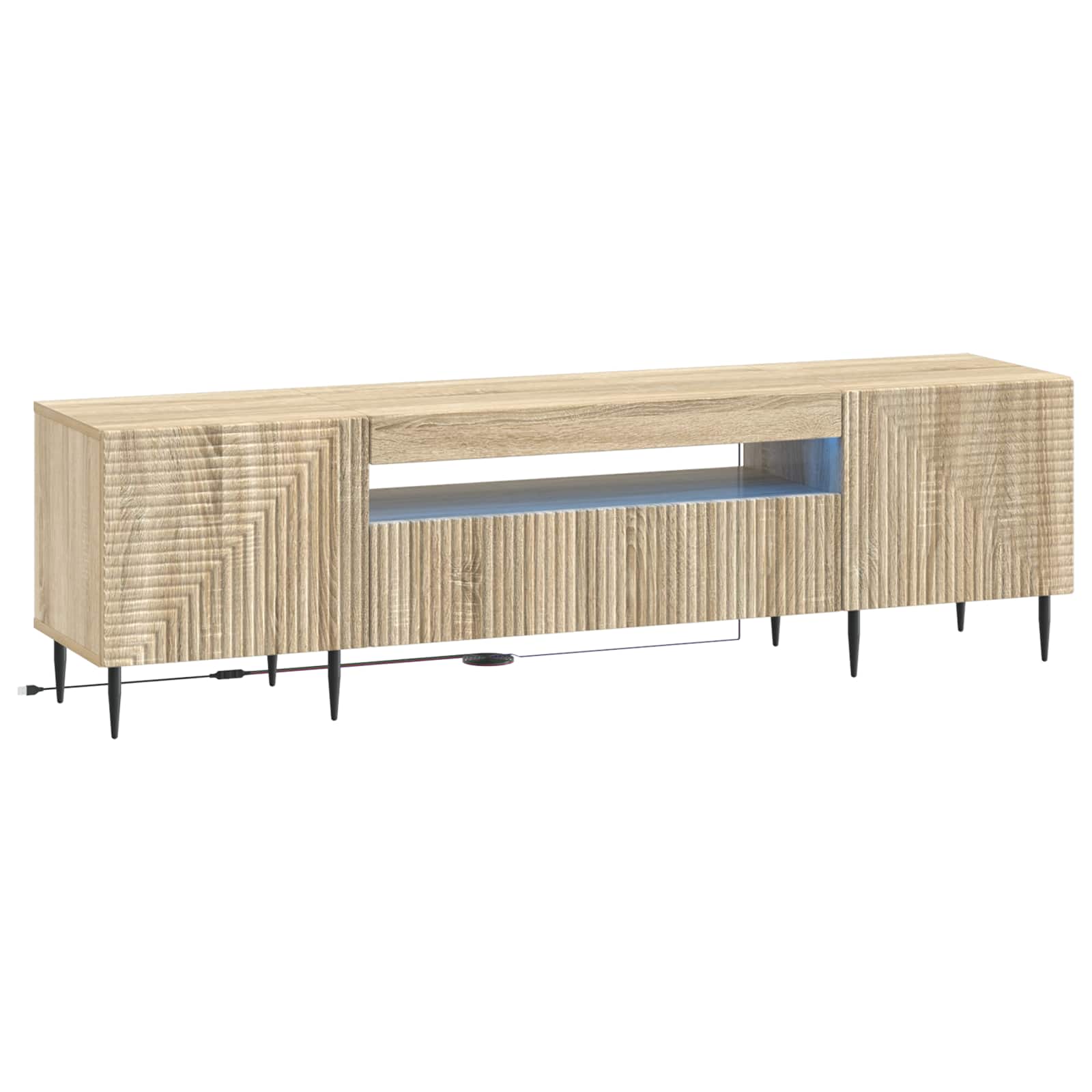 vidaXL LED tv-meubel Wit Bewerkt hout