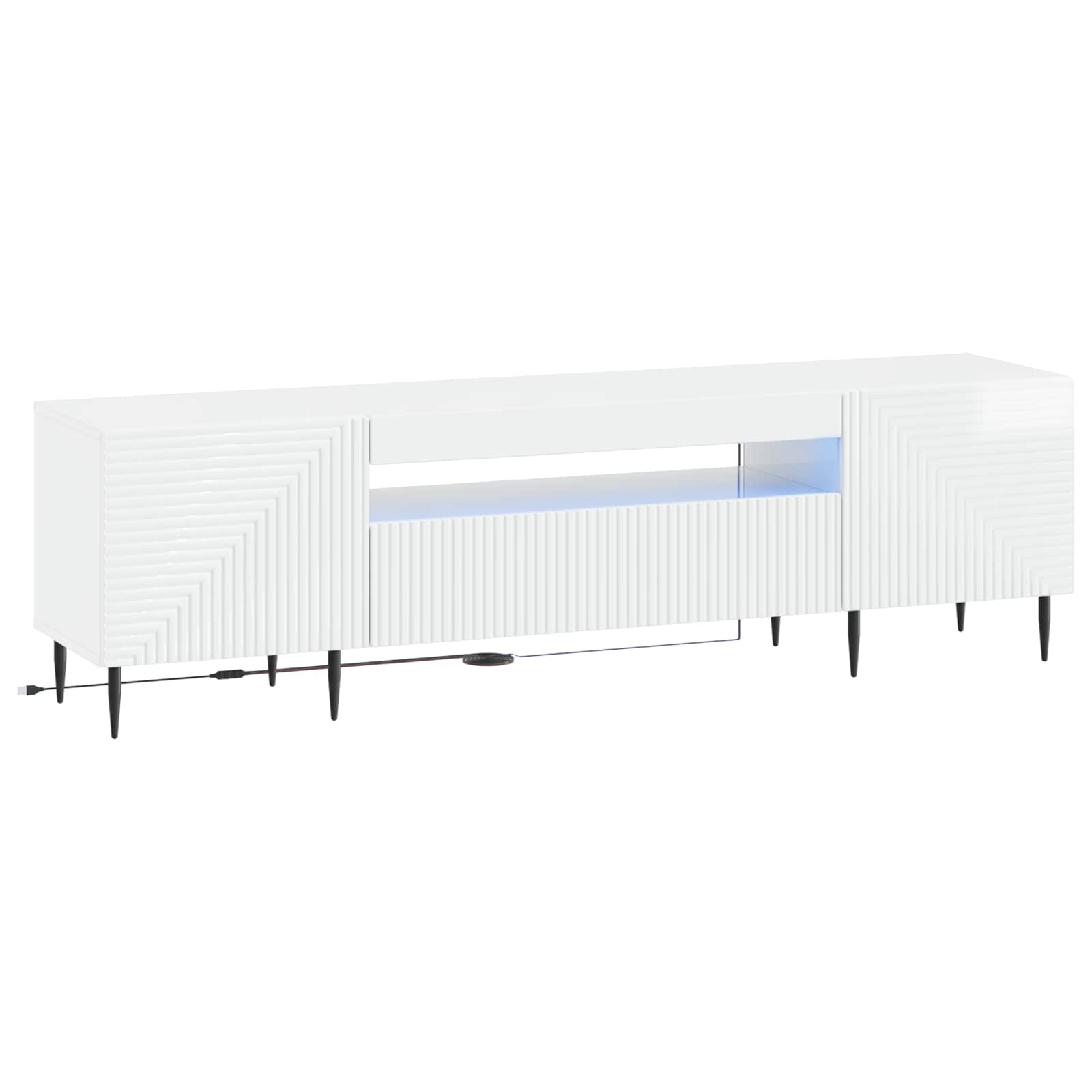vidaXL LED tv-meubel Wit Bewerkt hout