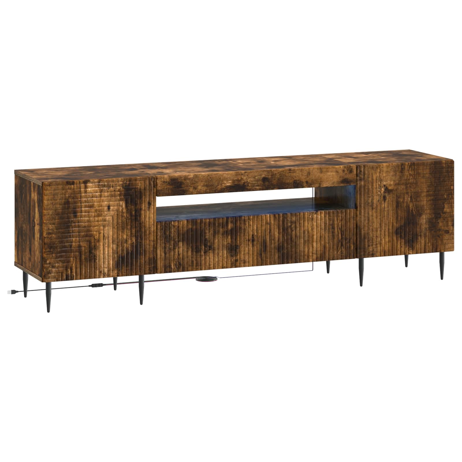 vidaXL LED tv-meubel Wit Bewerkt hout