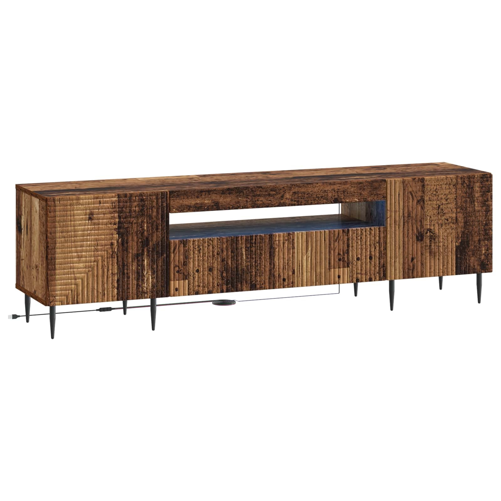 vidaXL LED tv-meubel Wit Bewerkt hout