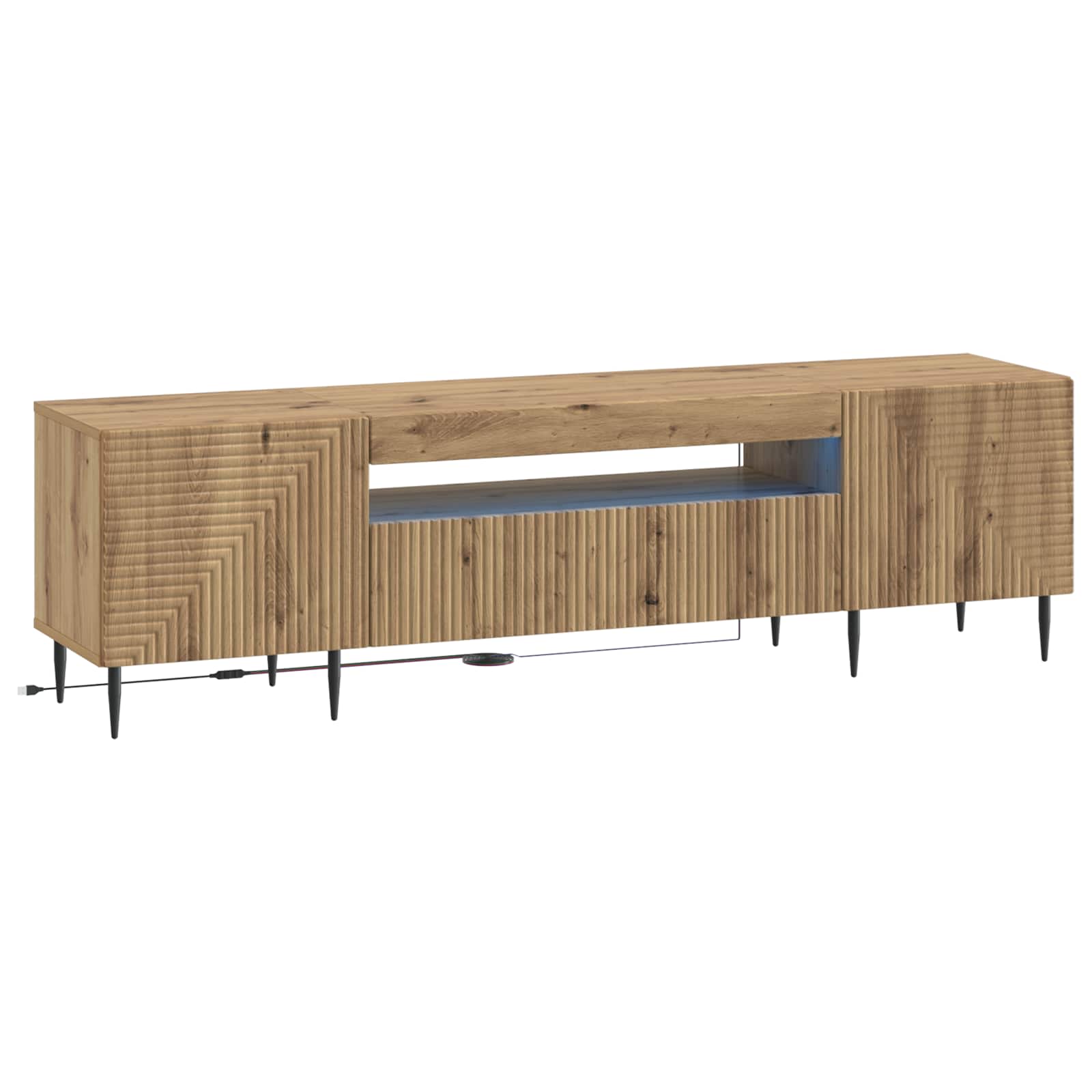 vidaXL LED tv-meubel Wit Bewerkt hout