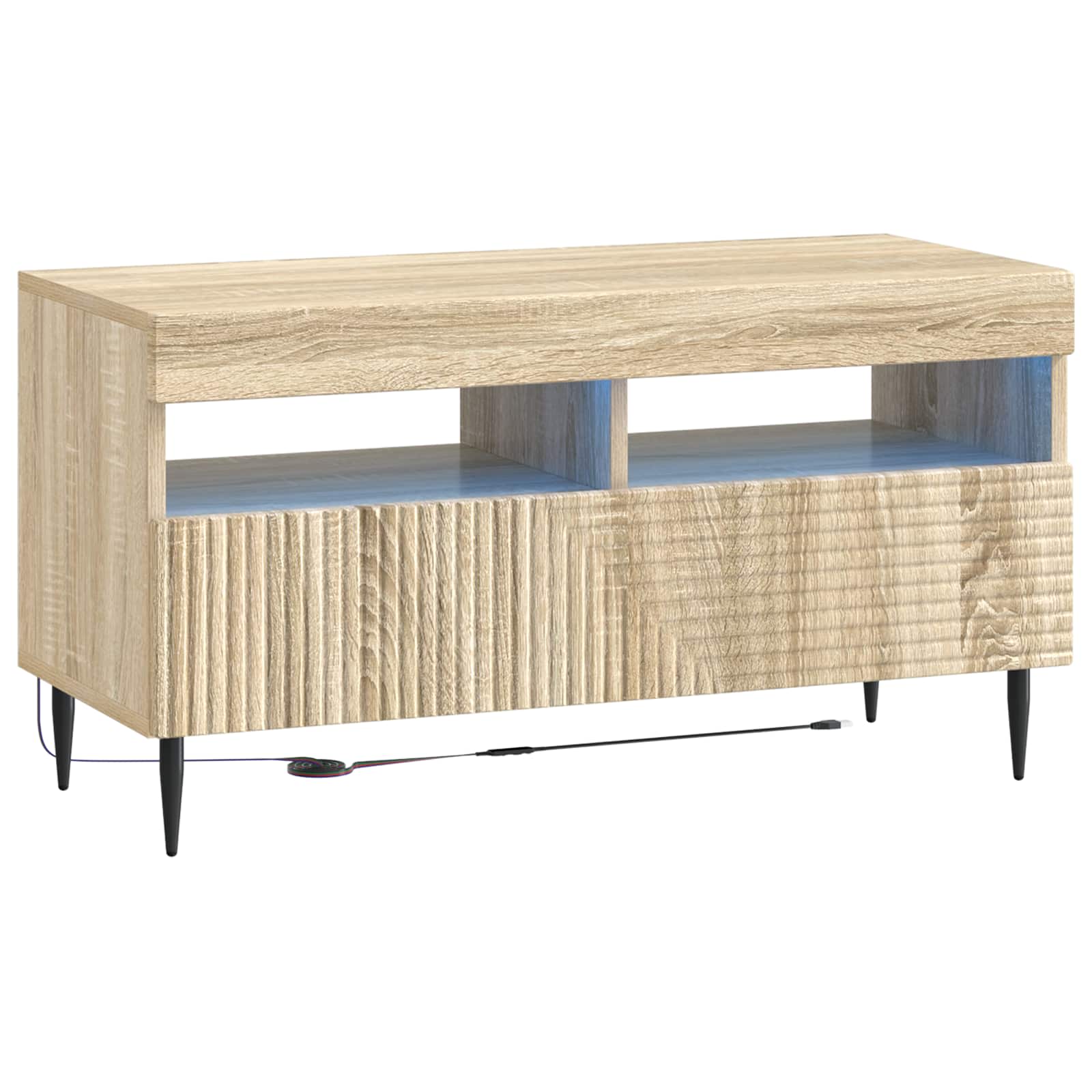 vidaXL LED tv-meubel Wit Bewerkt hout