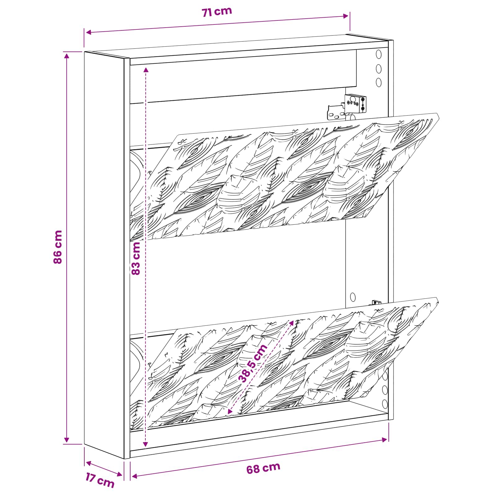 vidaXL Wandgemonteerde Schoenkast DELFT 71 x 17 x 86 cm Bewerkt hout