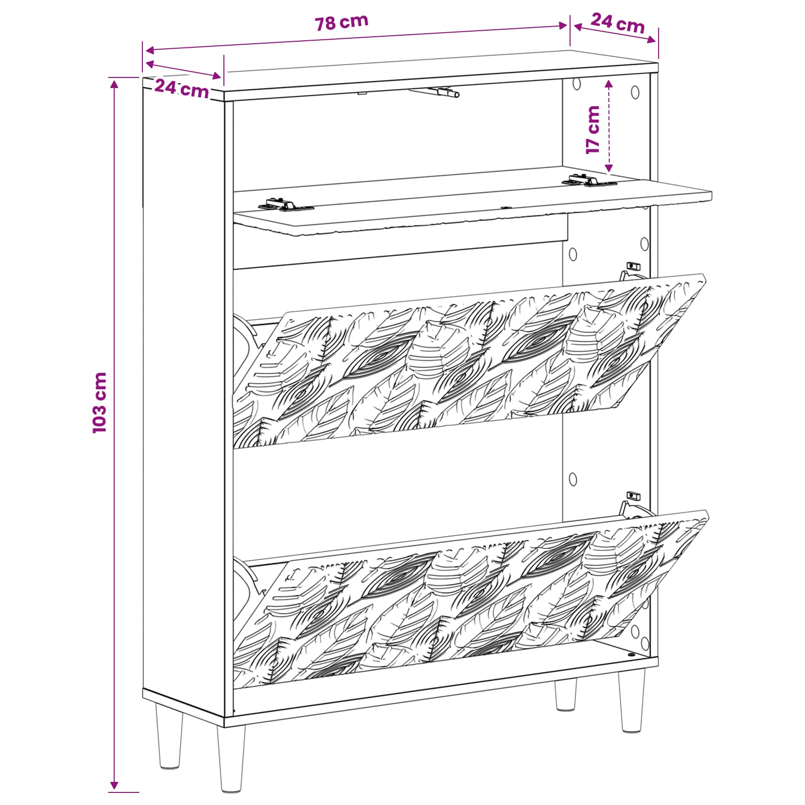 vidaXL Schoenenkast DELFT 78 x 24 x 103 cm Bewerkt hout Wit