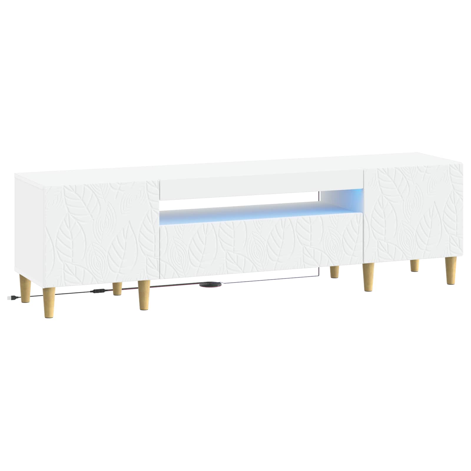 vidaXL LED tv-meubel Wit Bewerkt hout