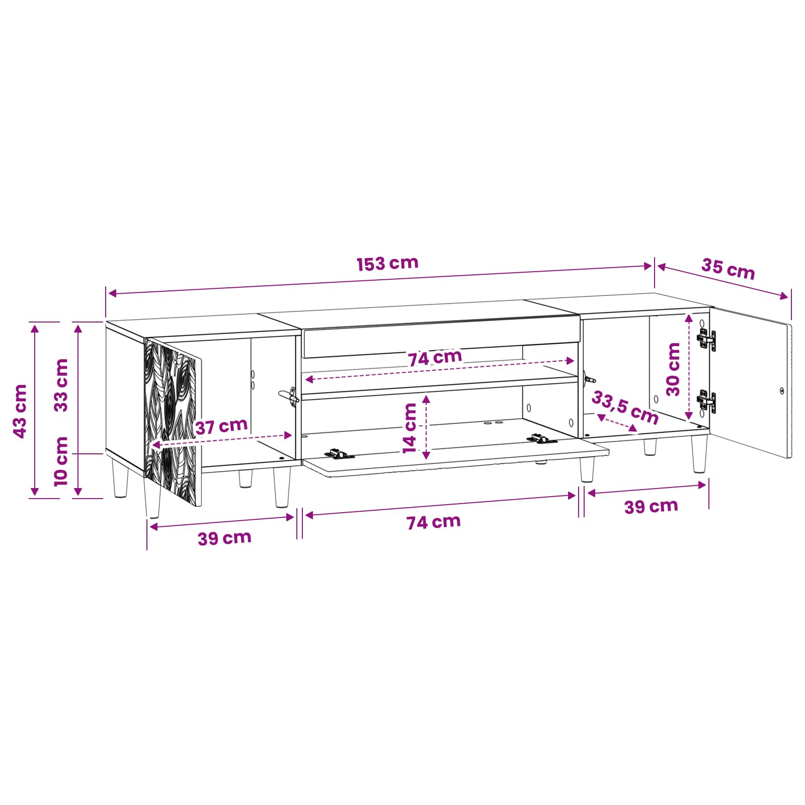 vidaXL LED tv-meubel Wit Bewerkt hout