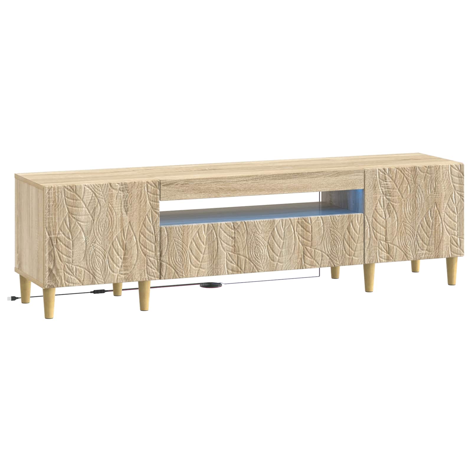 vidaXL LED tv-meubel Wit Bewerkt hout