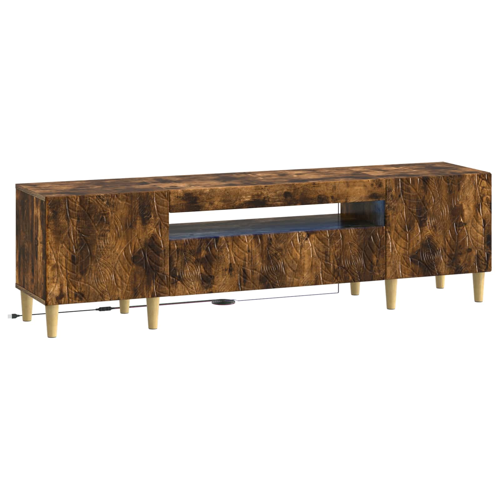 vidaXL LED tv-meubel Wit Bewerkt hout