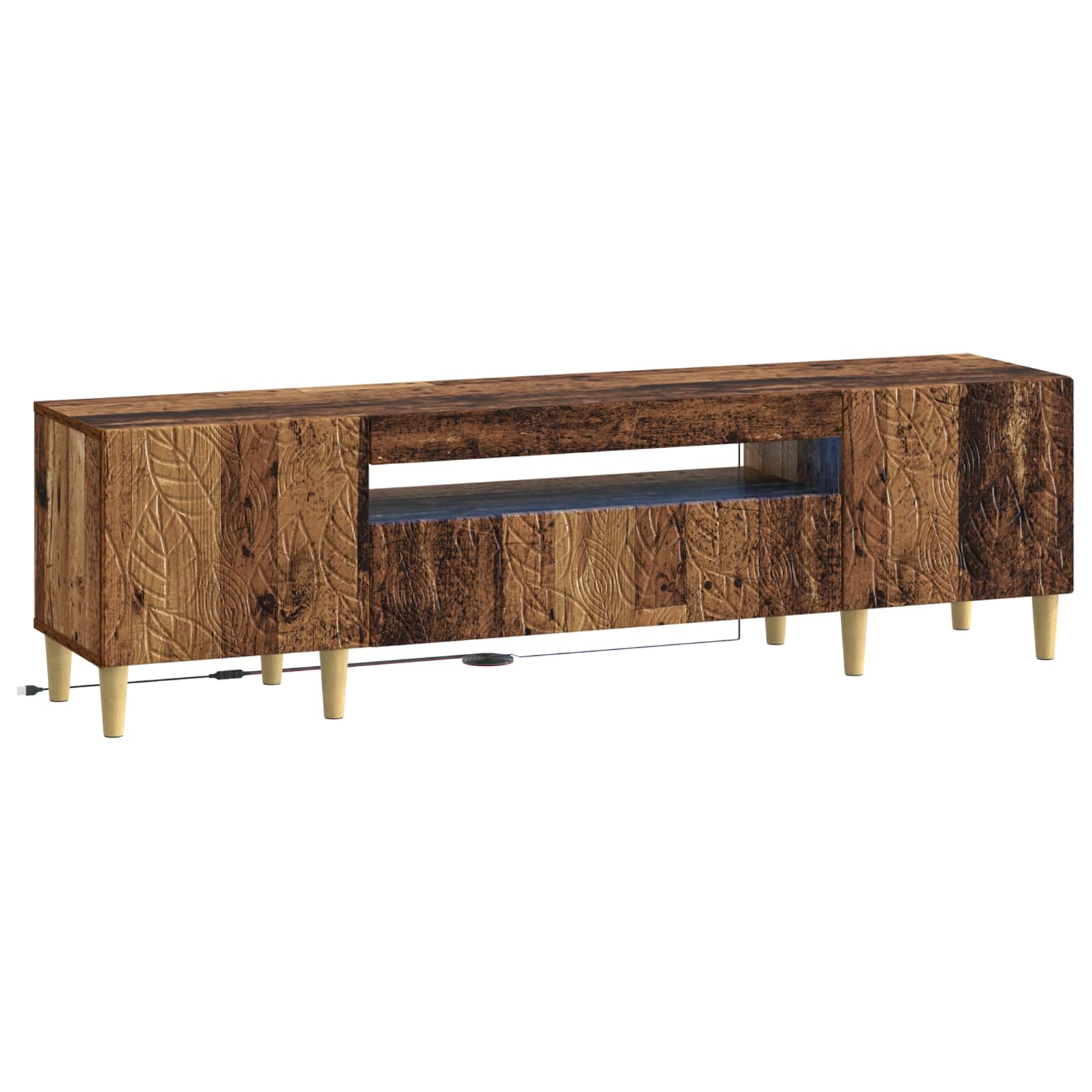 vidaXL LED tv-meubel Wit Bewerkt hout