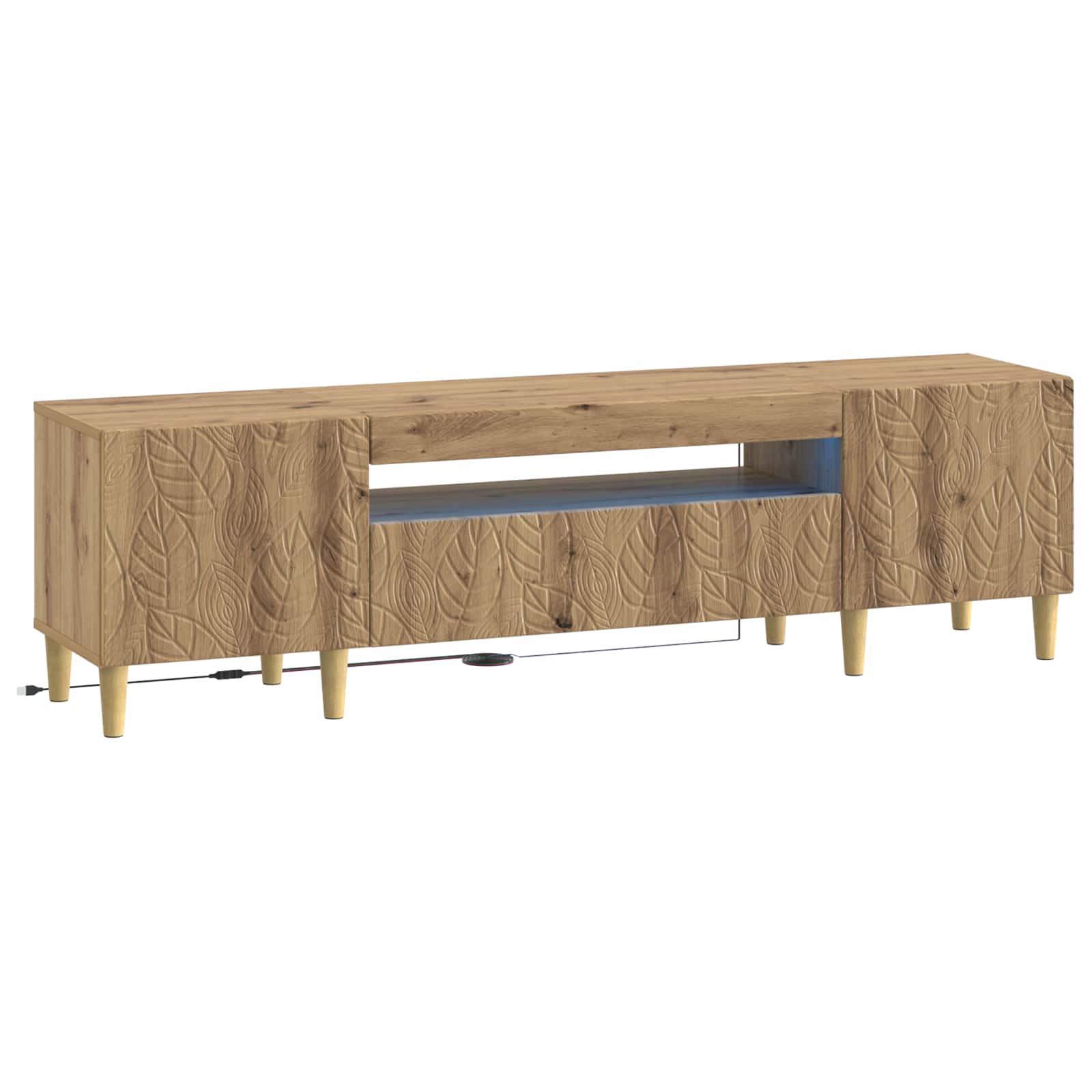 vidaXL LED tv-meubel Wit Bewerkt hout