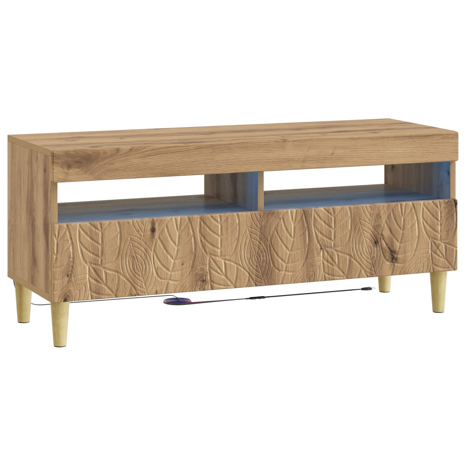 vidaXL LED tv-meubel Wit Bewerkt hout