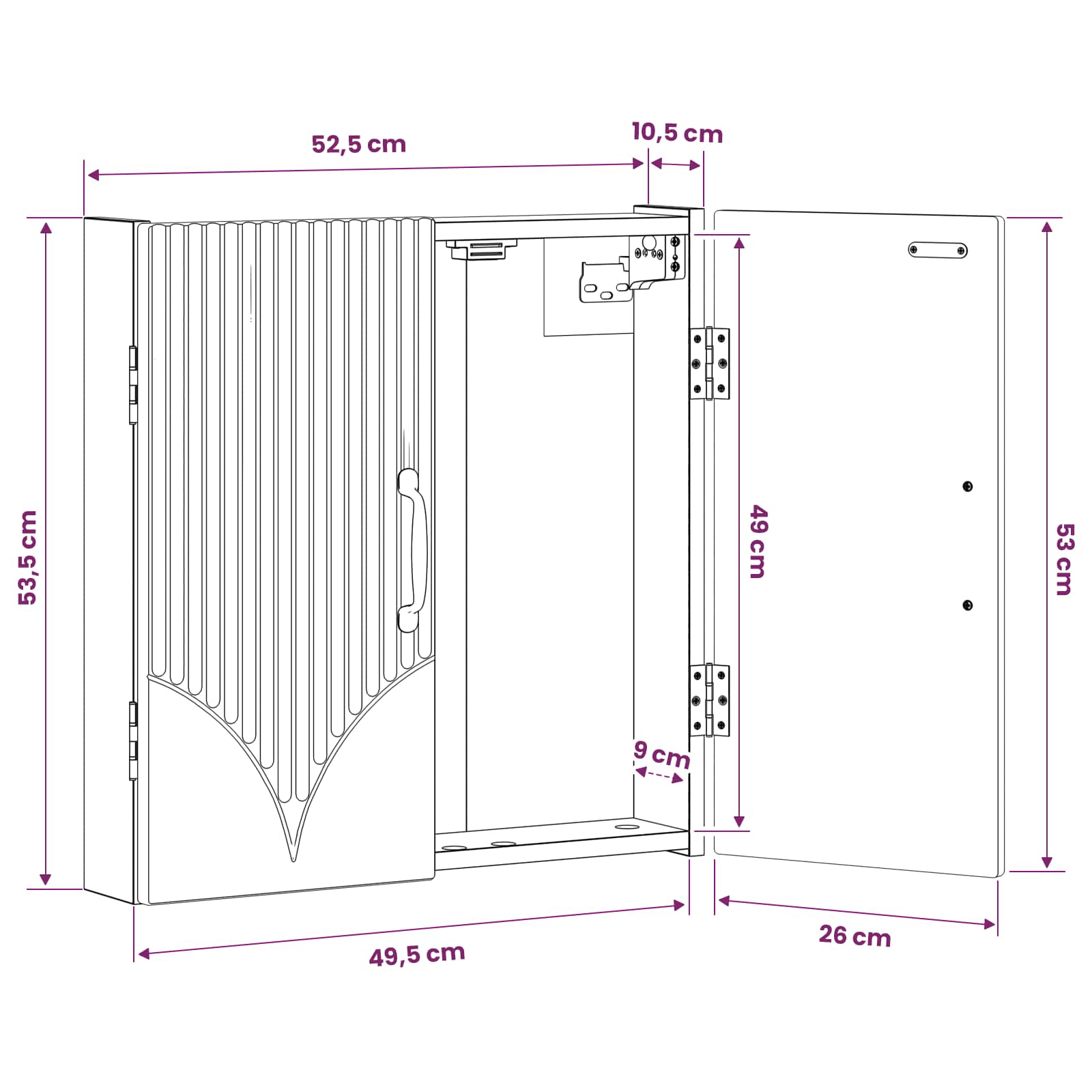 vidaXL Dartbord Kabinet HOORN Wit 52,5 x 10,5 x 53,5 cm Bewerkt hout