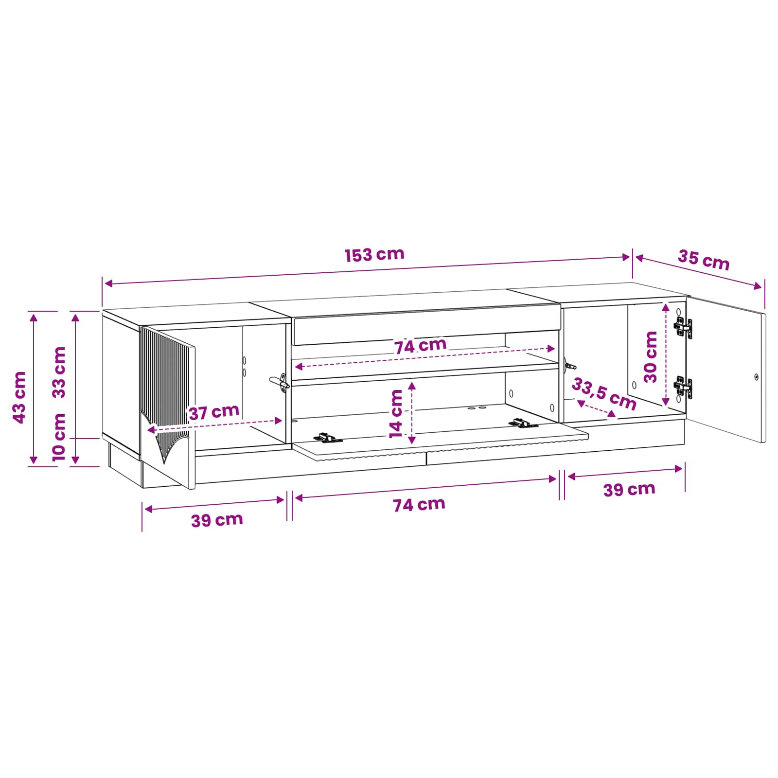 vidaXL LED tv-meubel Wit Bewerkt hout
