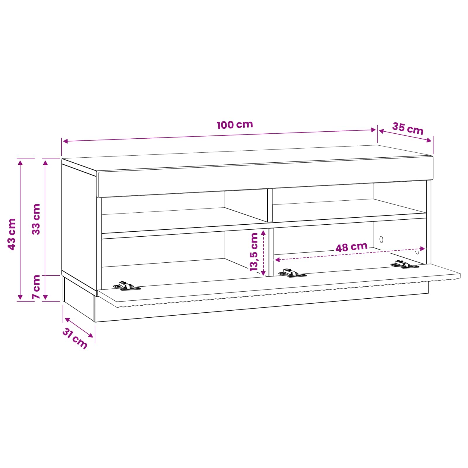 vidaXL LED tv-meubel Wit Bewerkt hout