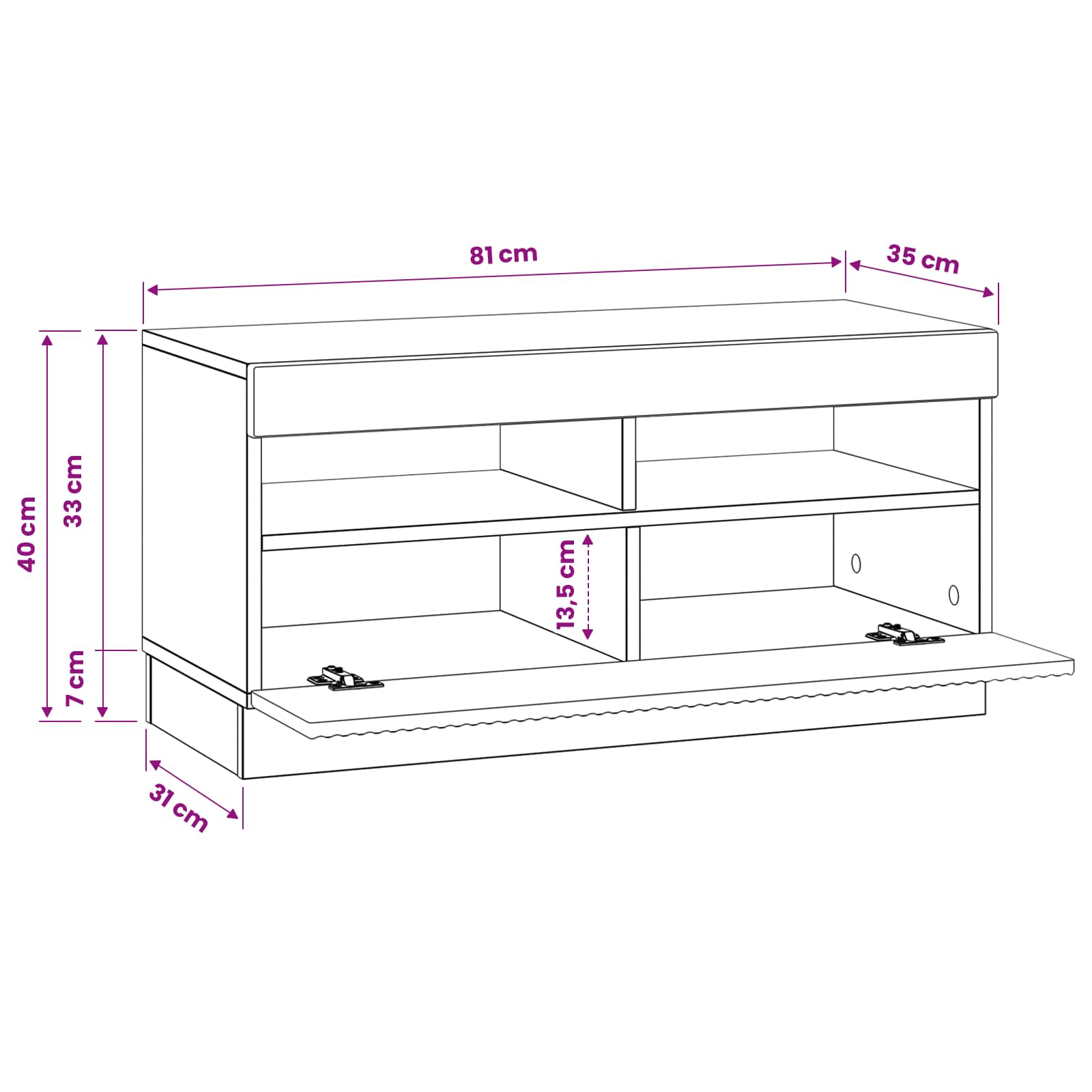 vidaXL LED tv-meubel Wit Bewerkt hout