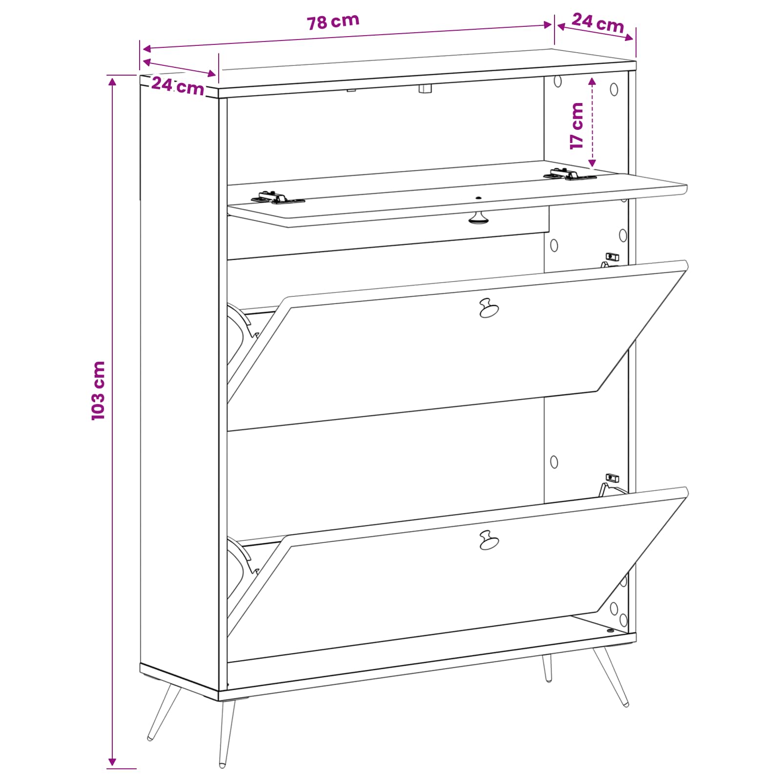 vidaXL Schoenenkast BREDA 78 x 24 x 103 cm Bewerkt hout Wit