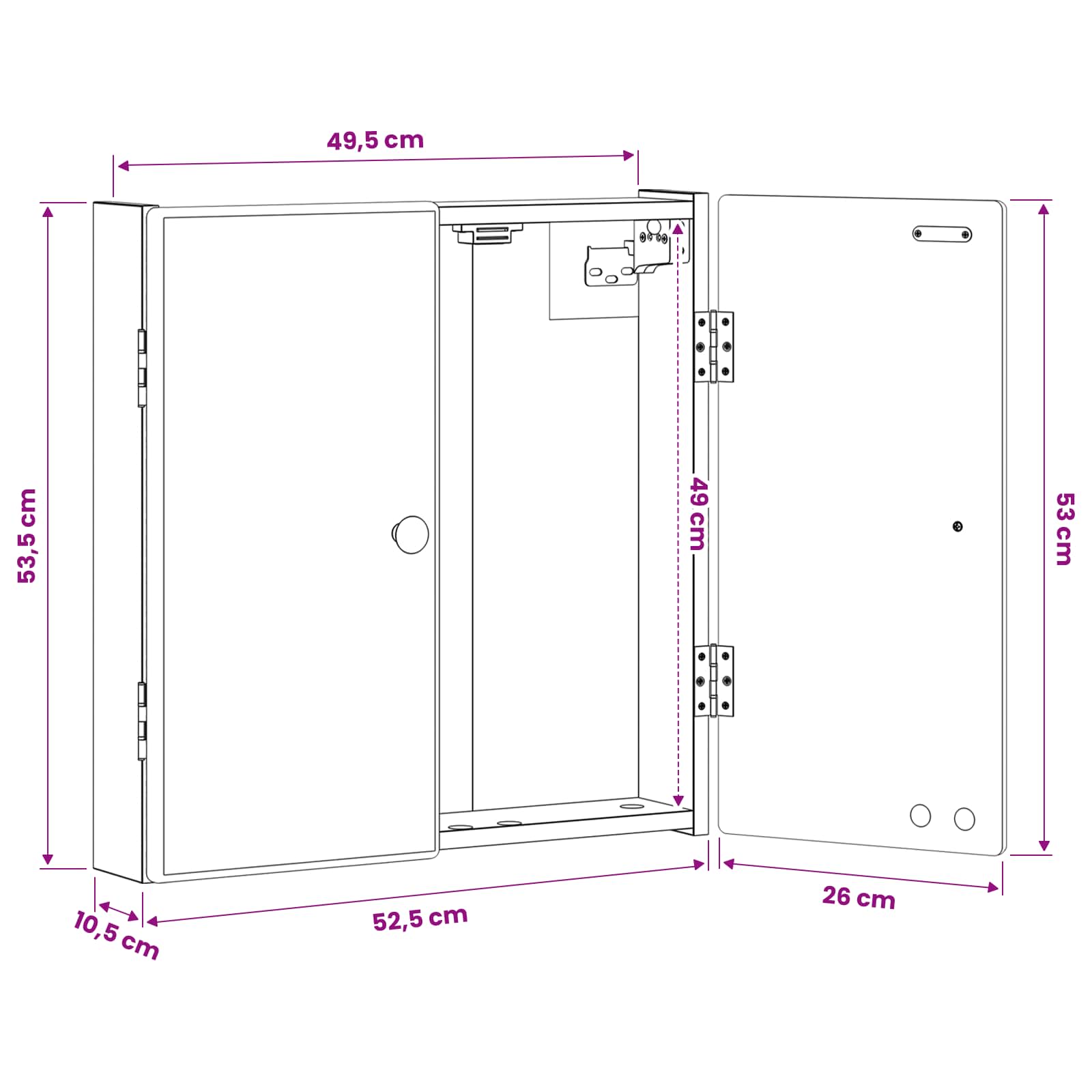 vidaXL Dartbord Kabinet BREDA Wit 52,5 x 10,5 x 53,5 cm Bewerkt hout