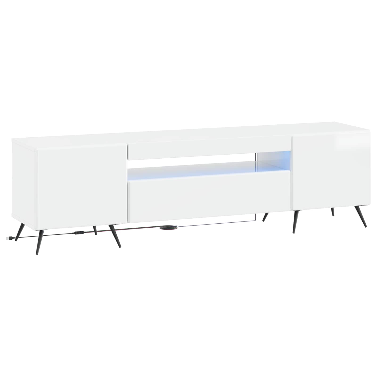 vidaXL LED tv-meubel Wit Bewerkt hout
