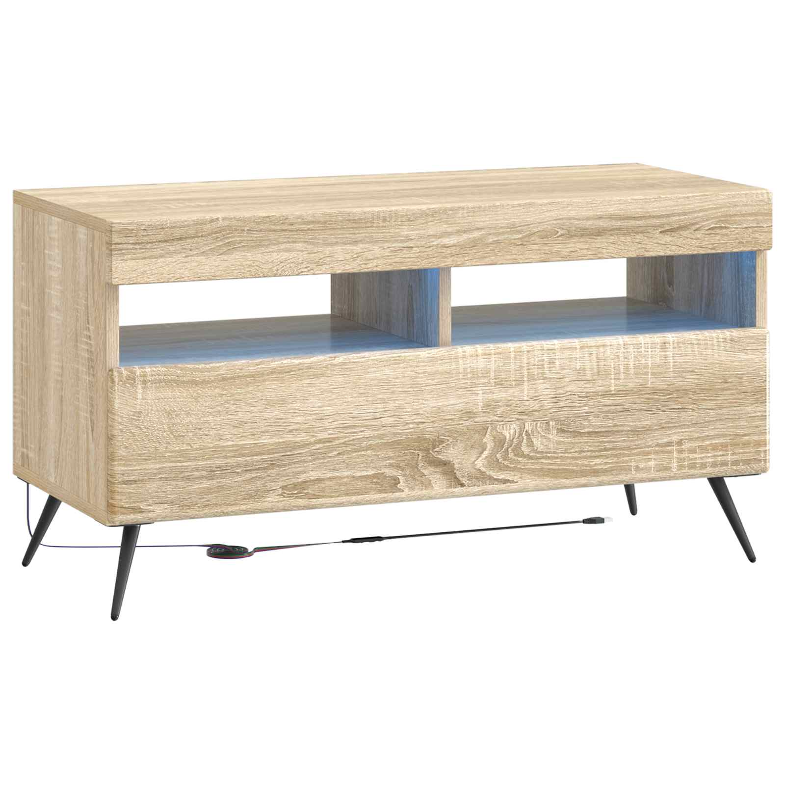 vidaXL LED tv-meubel Wit Bewerkt hout