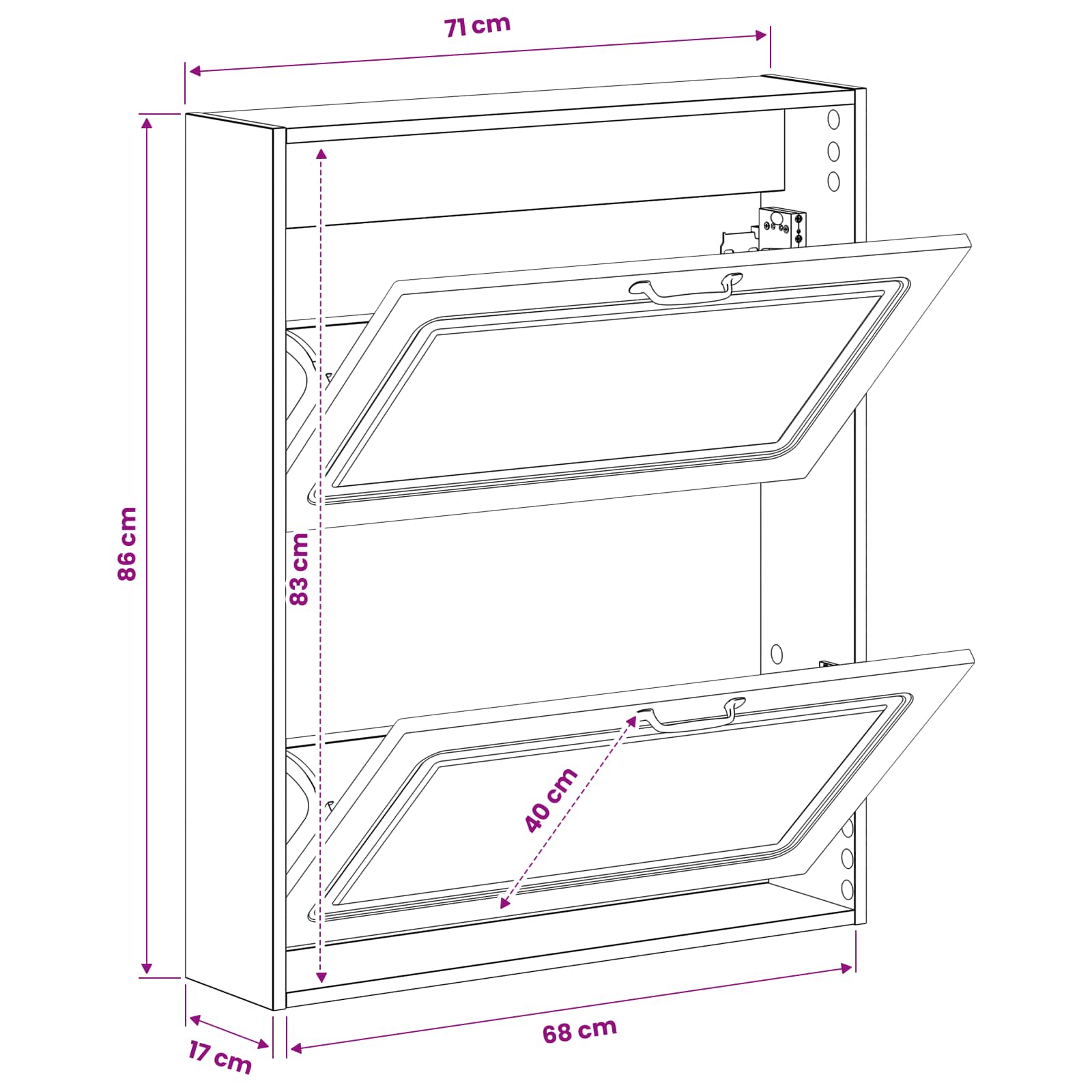 vidaXL Wandgemonteerde Schoenkast UTRECHT 71 x 17 x 86 cm Bewerkt hout