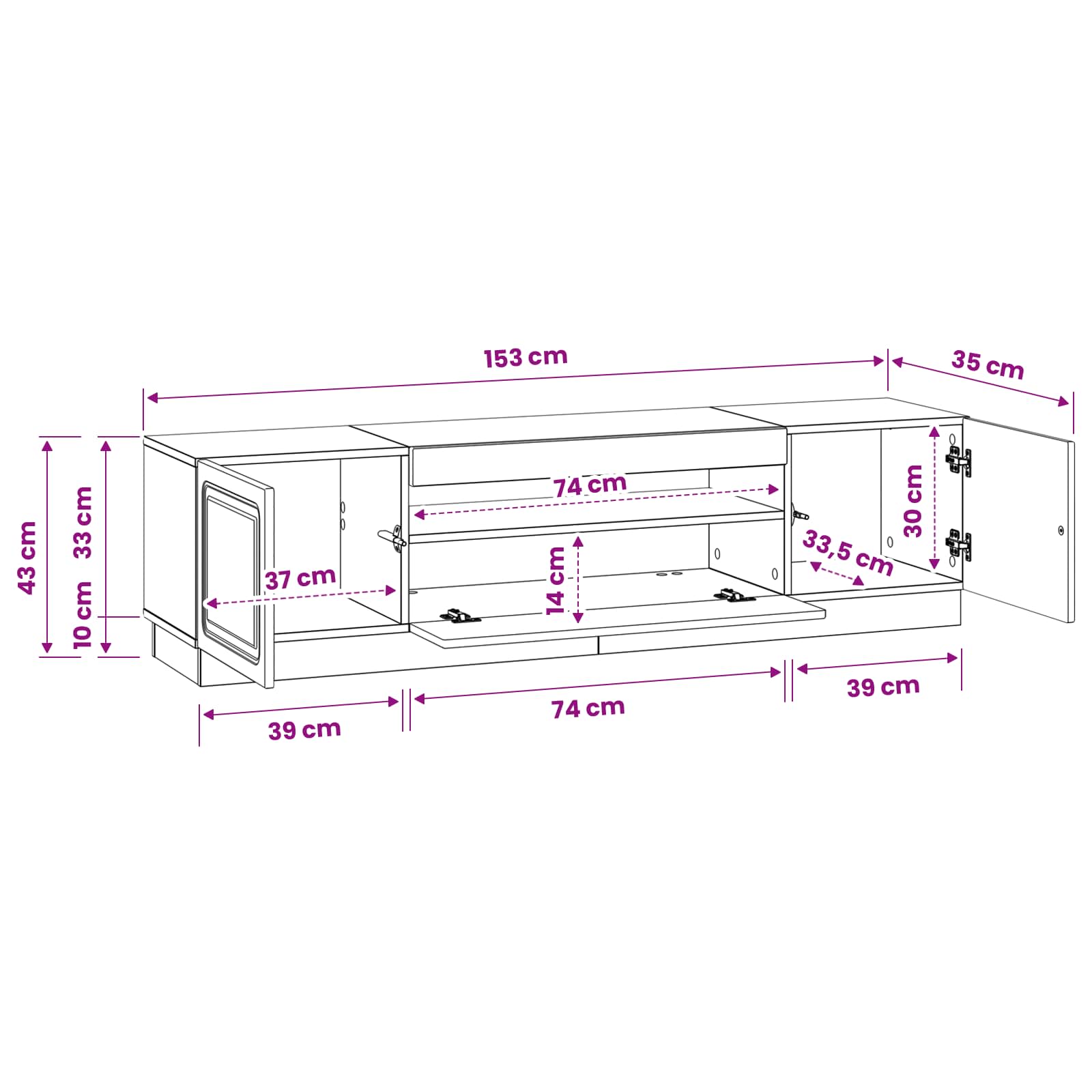 vidaXL LED tv-meubel Wit Bewerkt hout