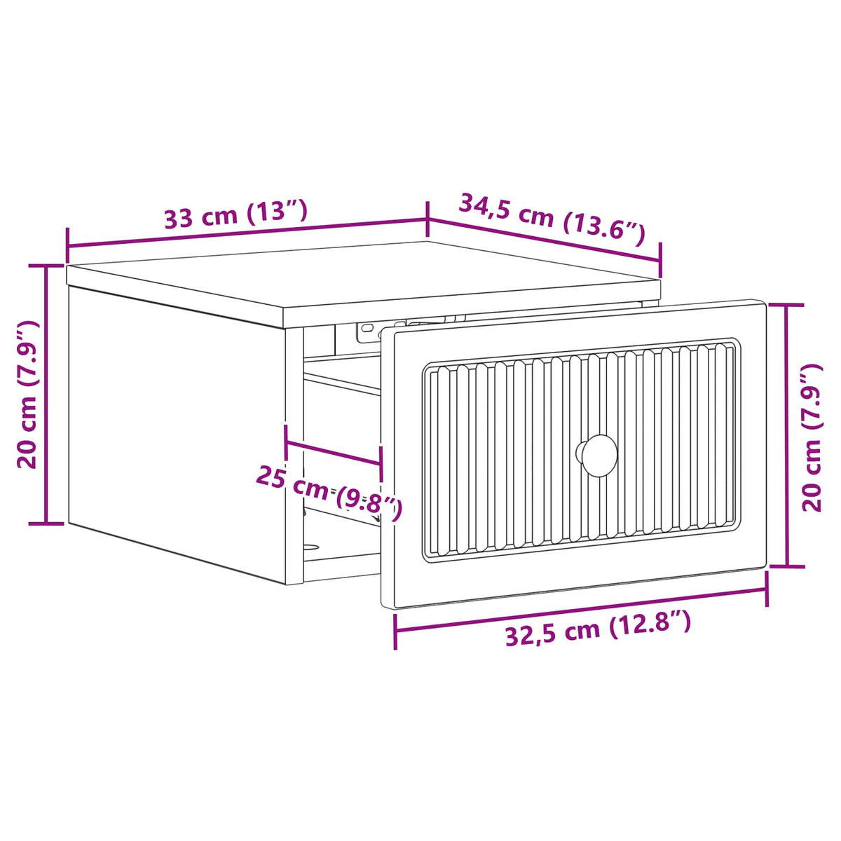 vidaXL Wandbeugel Bedkast 2 pcs Sonoma Eiken 33 x 34,5 x 20 cm