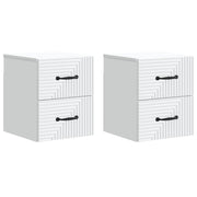 vidaXL Wandbeugel Bedkast 2 pcs Wit 34,5 x 33 x 40 cm Bewerkt hout