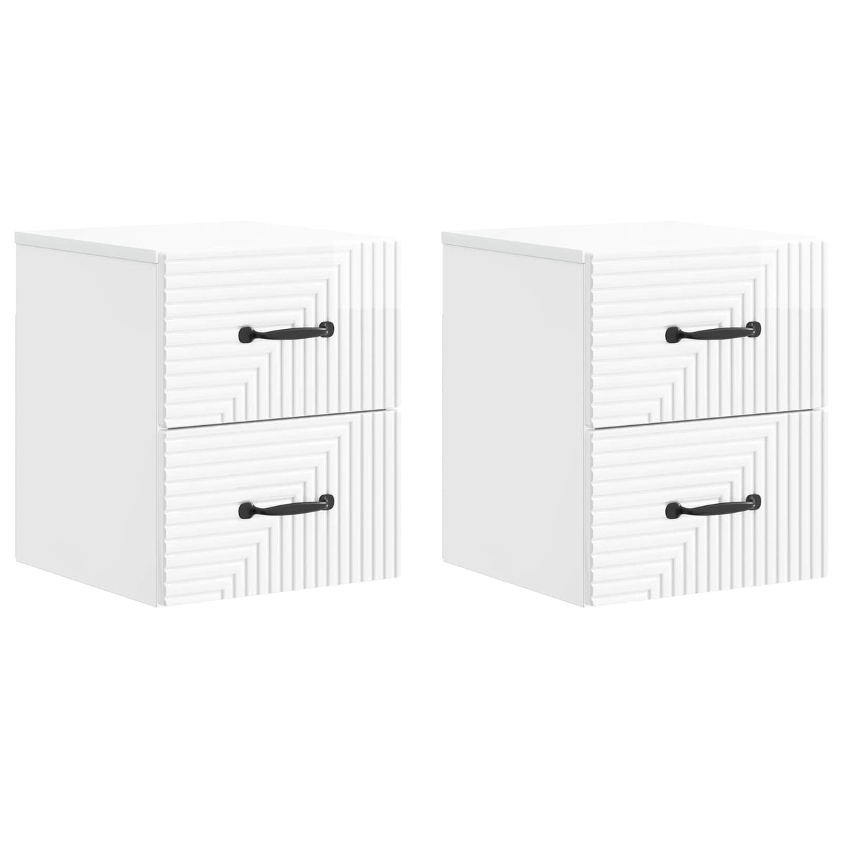 vidaXL Wandbeugel Bedkast 2 pcs Wit 34,5 x 33 x 40 cm Bewerkt hout