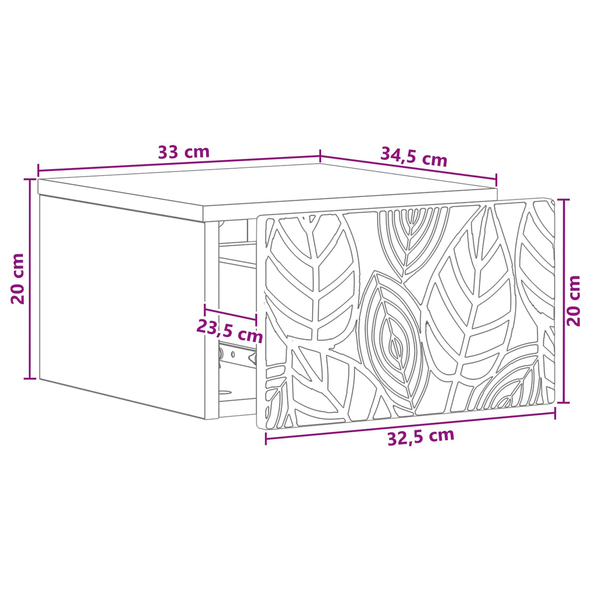 vidaXL Wandmontage Zijtafel Wit 34,5 x 33 x 20 cm Bewerkt hout