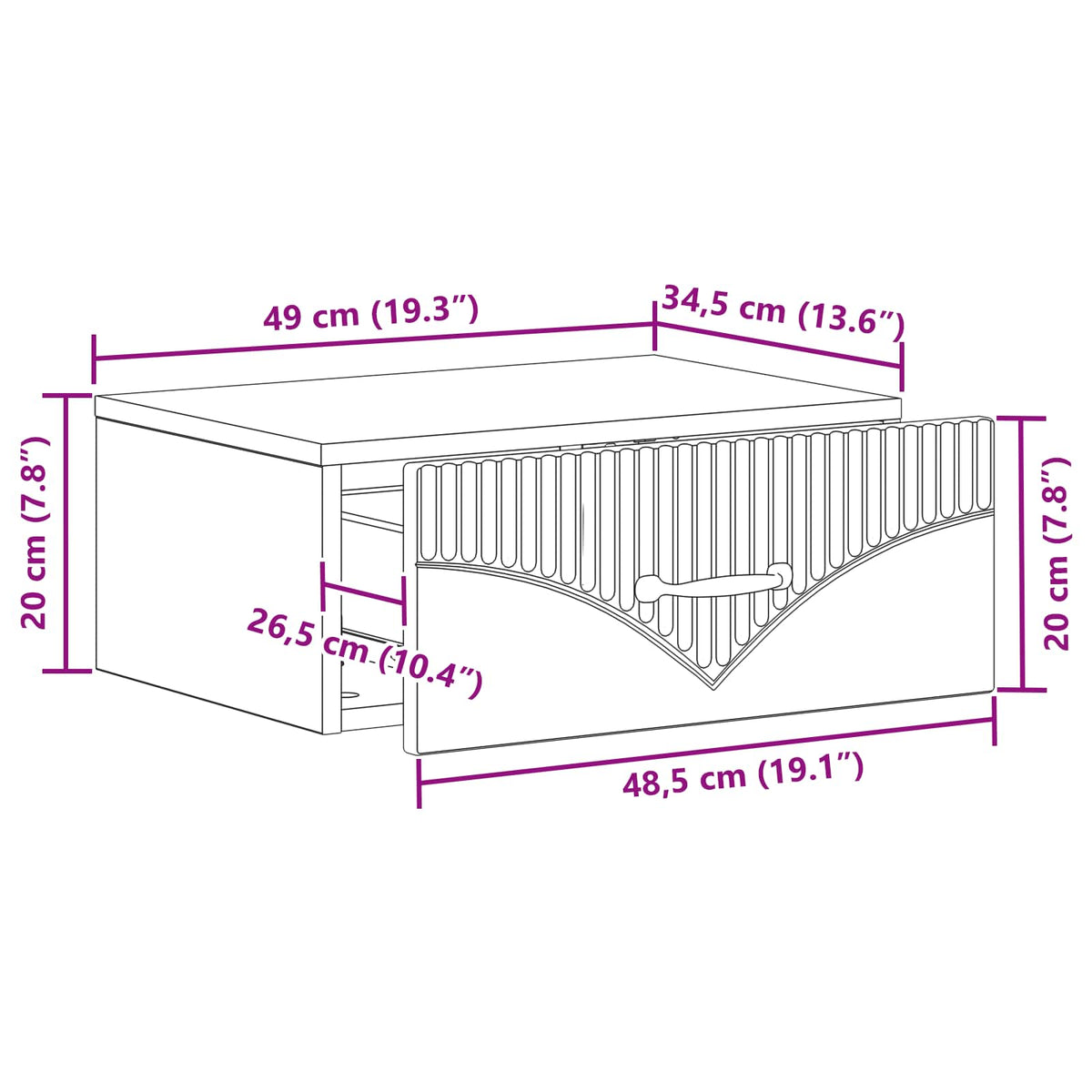 vidaXL Wandbeugel Bedkast 2 pcs Wit 49 x 34,5 x 20 cm Bewerkt hout