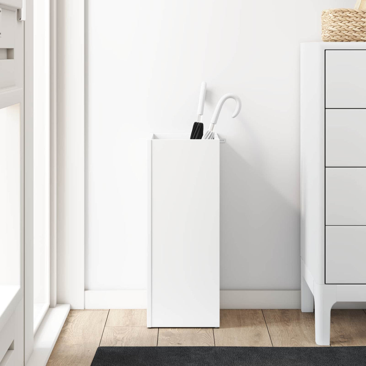 vidaXL Paraplu Standaard met opslag Wit 25 x 24,5 x 64 cm Bewerkt hout