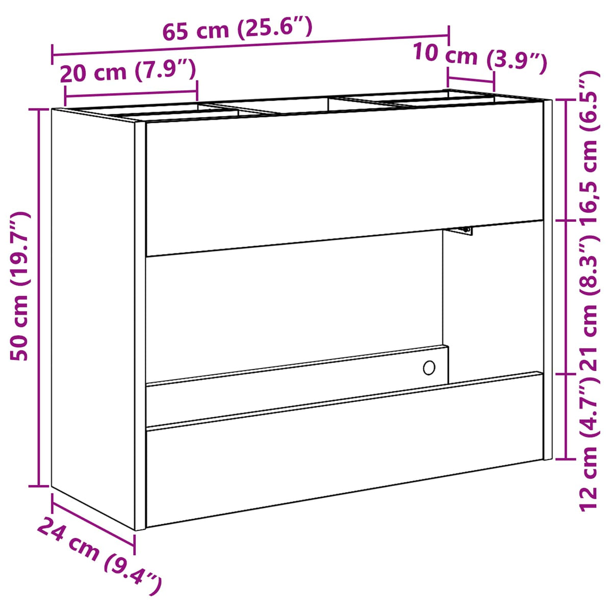 vidaXL Paraplu Standaard met opslag Wit 65 x 24 x 50 cm Bewerkt hout