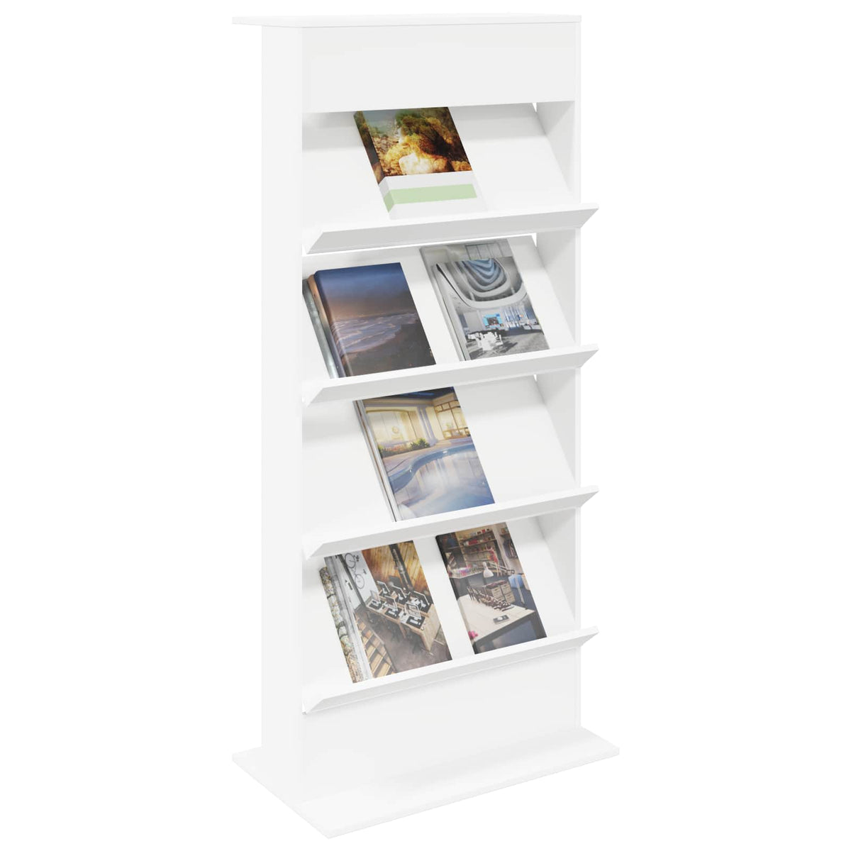 vidaXL Tijdschrift Rek met plank Wit 70 x 41 x 156 cm Bewerkt hout