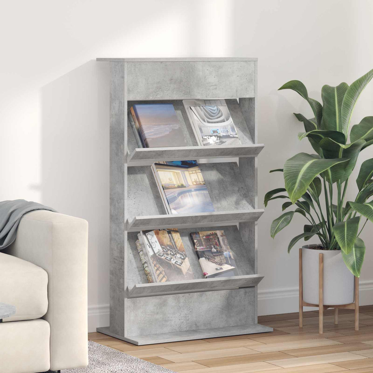 vidaXL Tijdschrift Rek met plank Wit 70 x 41 x 156 cm Bewerkt hout