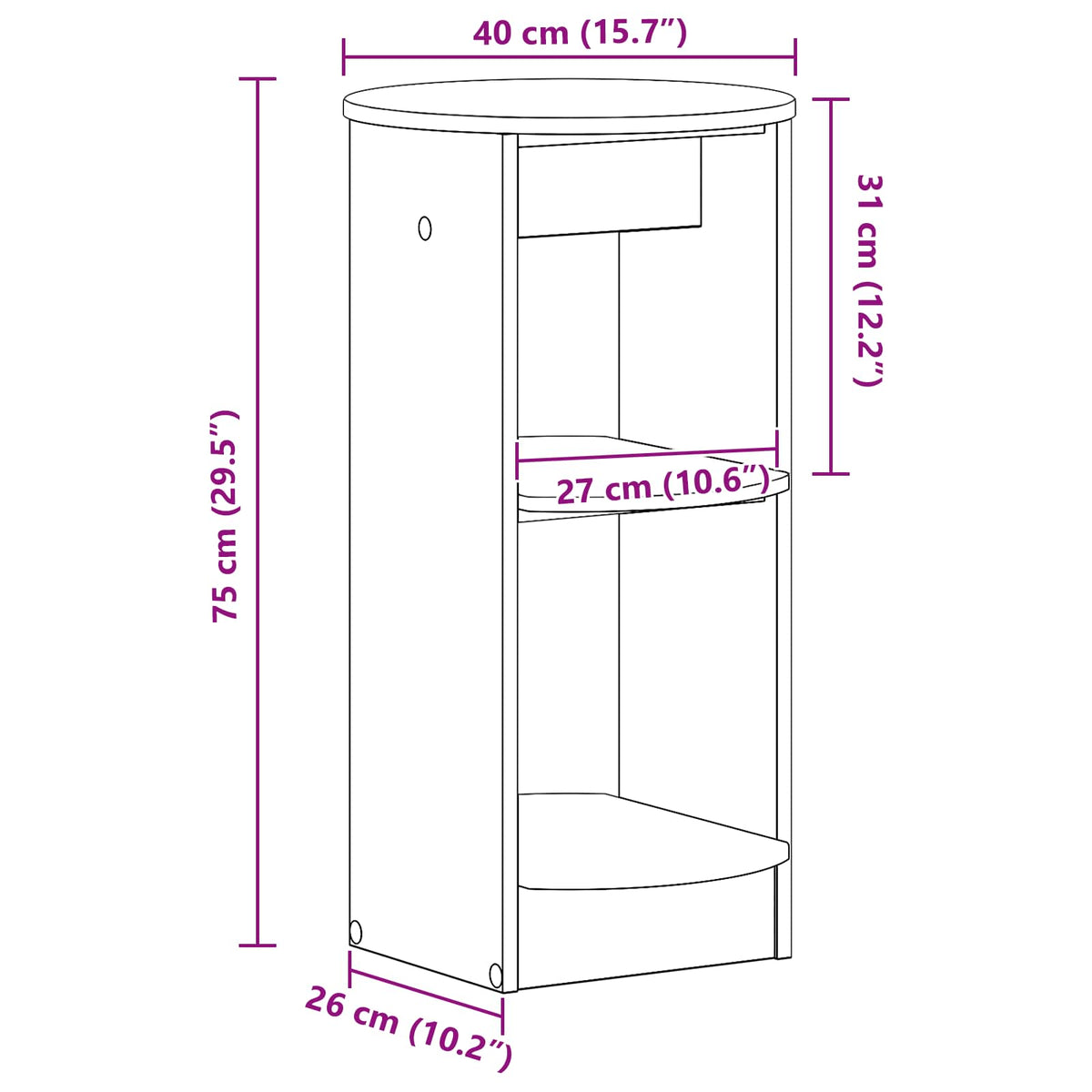 vidaXL Bijzetkast Gerookte Eik 40 x 40 x 75 cm Geconstrueerd hout