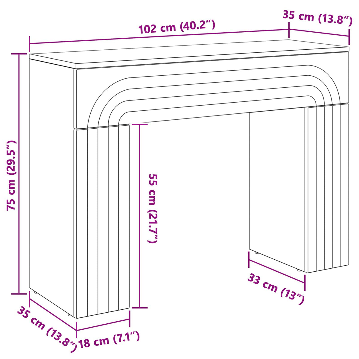 vidaXL Salontafel Wit 102 x 35 x 75 cm Bewerkt hout