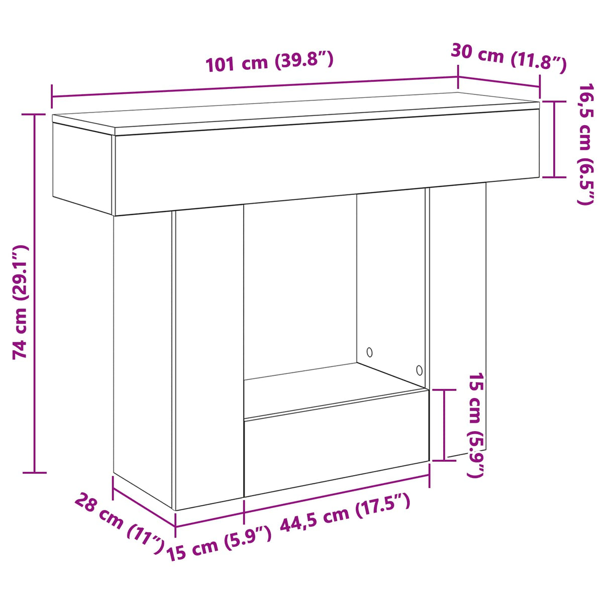 vidaXL Wit 101 x 30 x 74 cm
