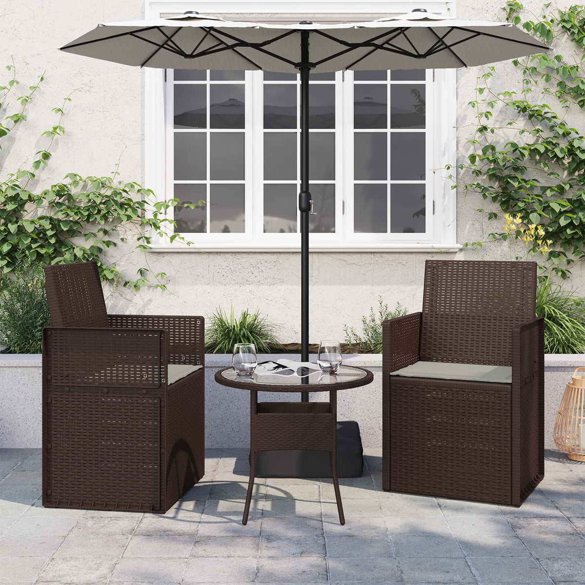 vidaXL Zitkussens 2 st. Crème 47 x 36 x 2 cm Polyester
