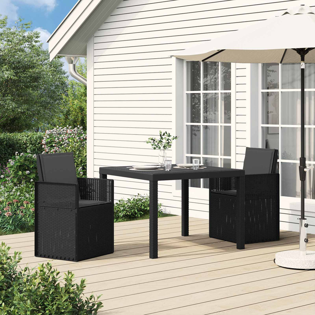 vidaXL Tuin Eetstoelen 2 pcs Antraciet 53 x 47 x 88,5 cm PP