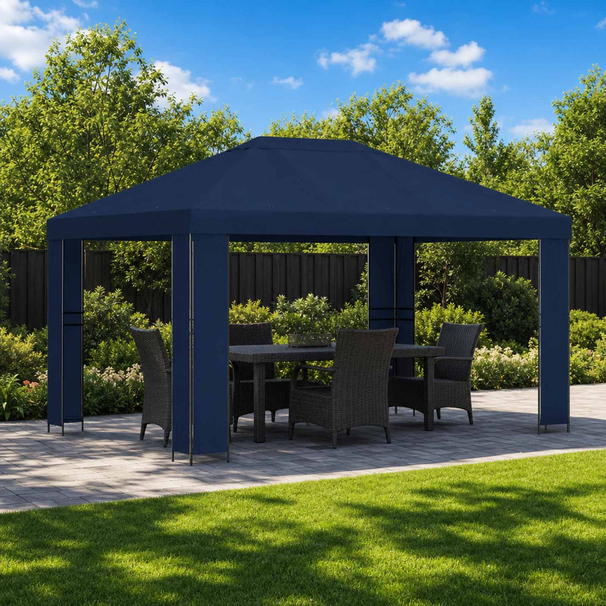 vidaXL Prieel 4 × 3 m Zwart Polyester en staal 190