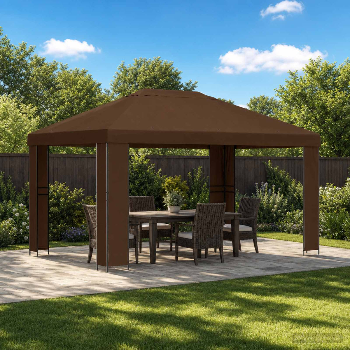 vidaXL Prieel 4 × 3 m Zwart Polyester en staal 190