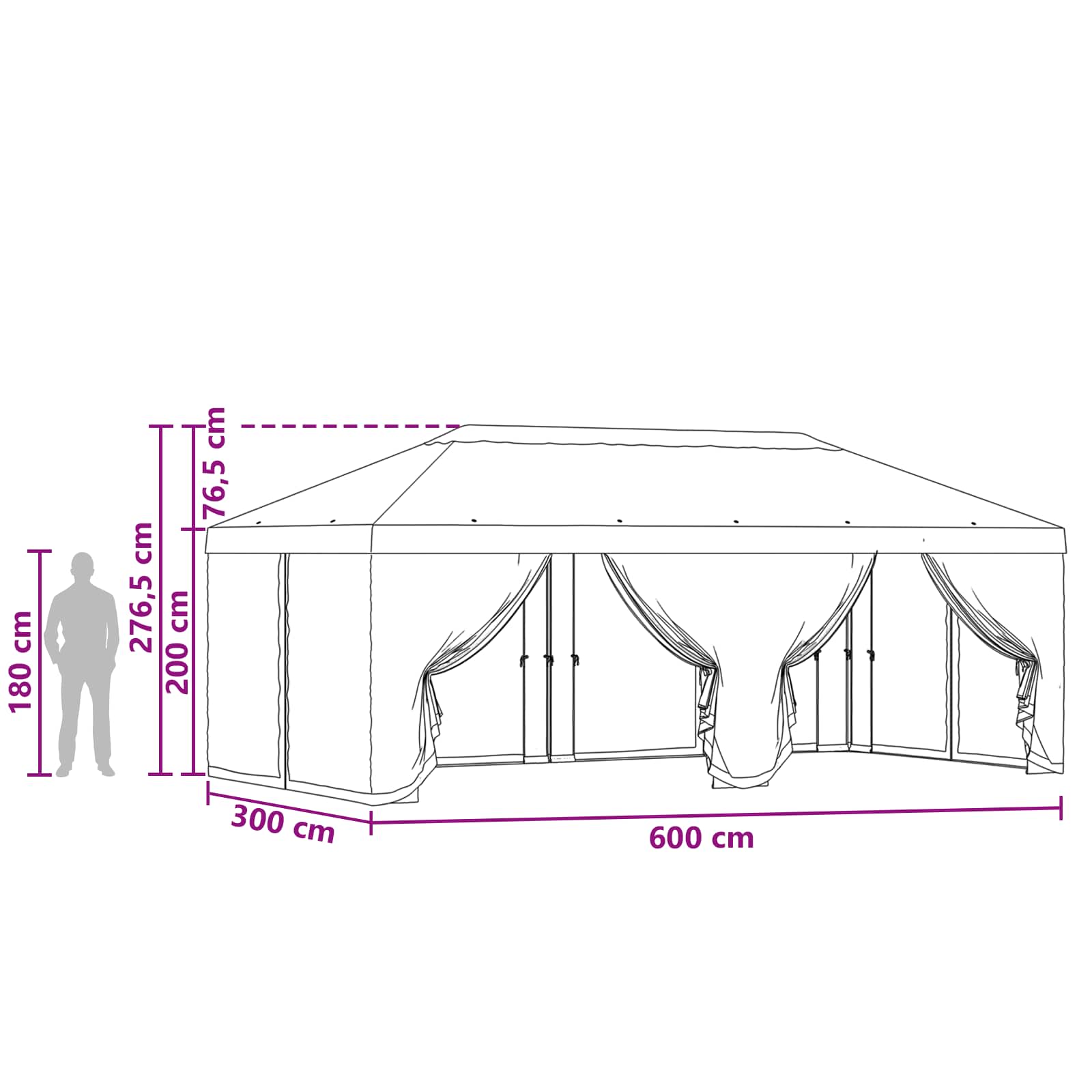 vidaXL Gazebo Hoes met Zijwanden 6 x 3 m Beige Polyester 190