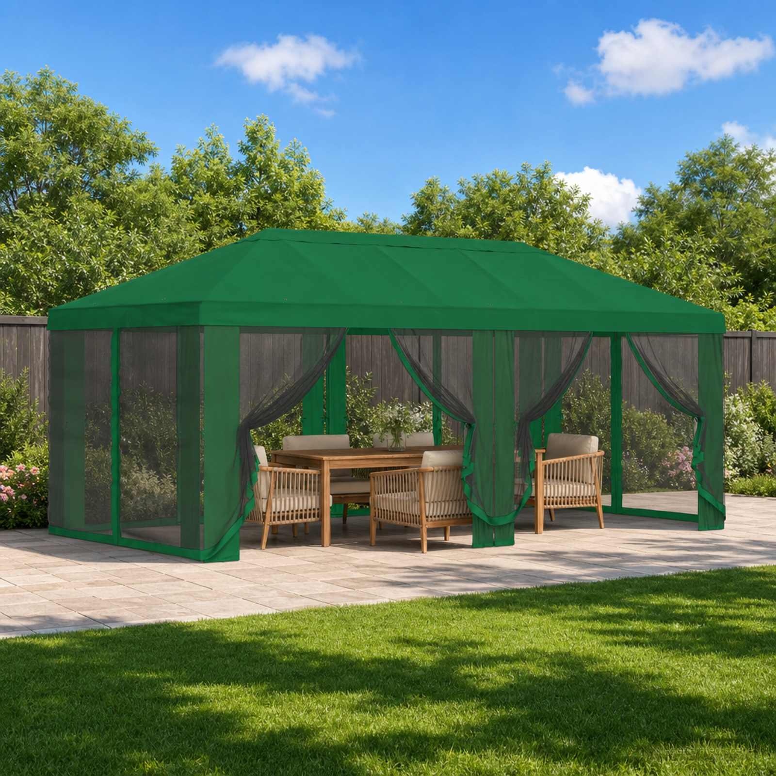 vidaXL Gazebo Hoes met Zijwanden 6 x 3 m Beige Polyester 190