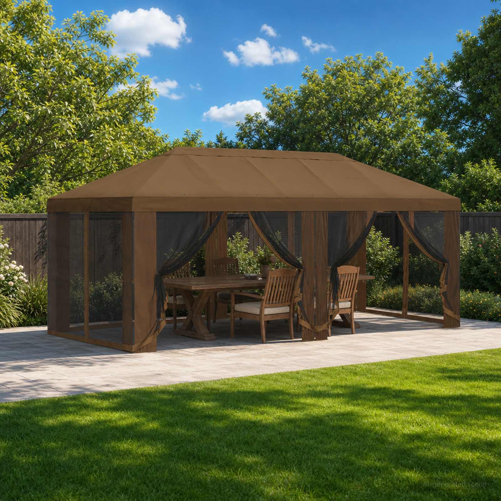 vidaXL Gazebo Hoes met Zijwanden 6 x 3 m Beige Polyester 190