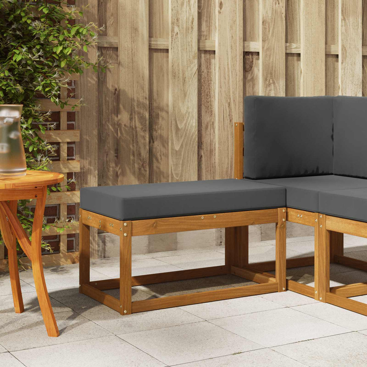 vidaXL Stoelbank Naturel 43 x 43 x 37 cm Massief Acaciahout