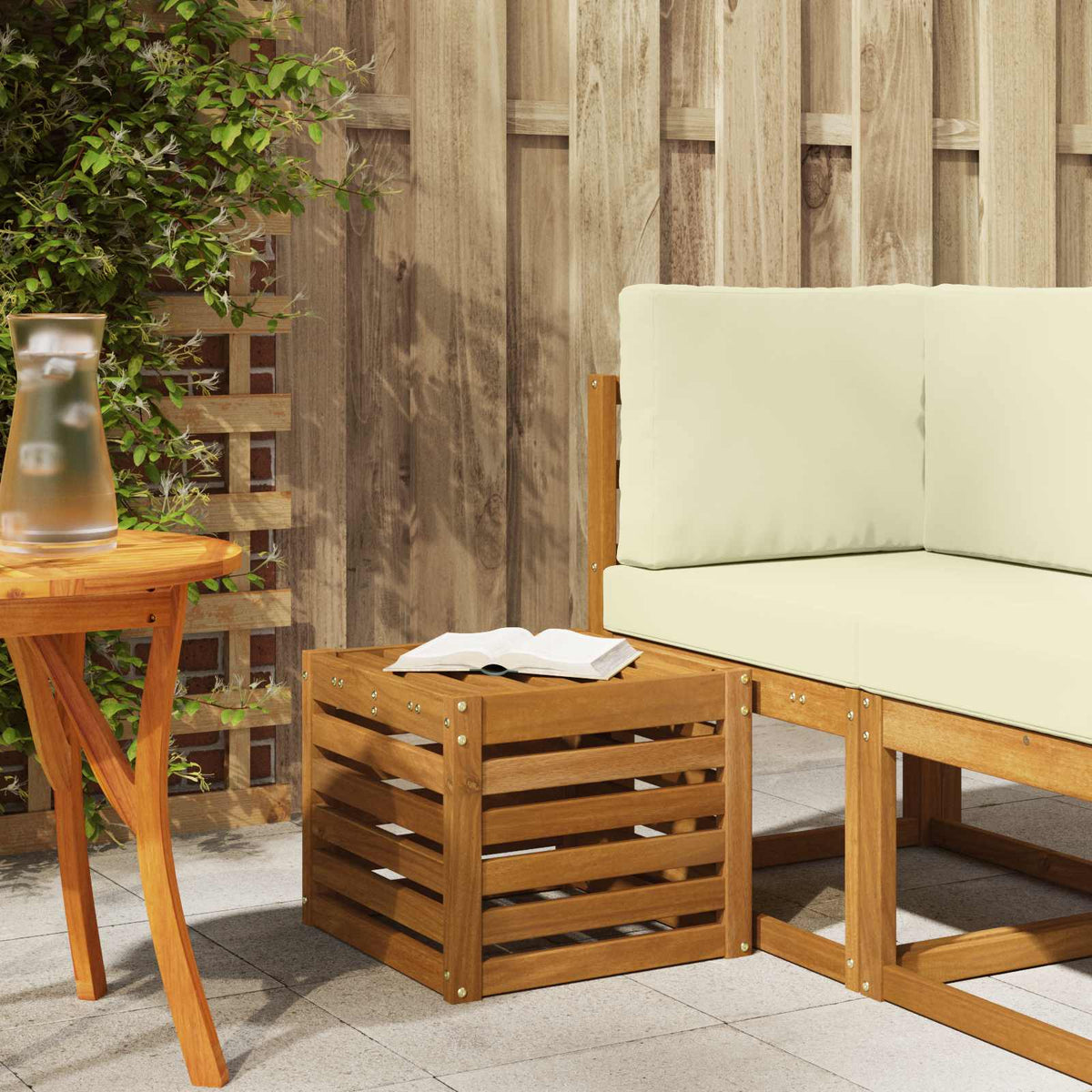vidaXL Stoelbank Naturel 43 x 43 x 37 cm Massief Acaciahout