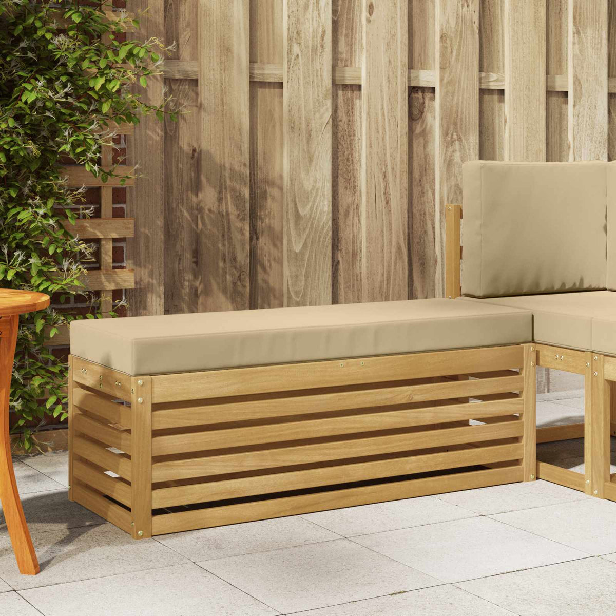 vidaXL Stoelbank Naturel 43 x 43 x 37 cm Massief Acaciahout