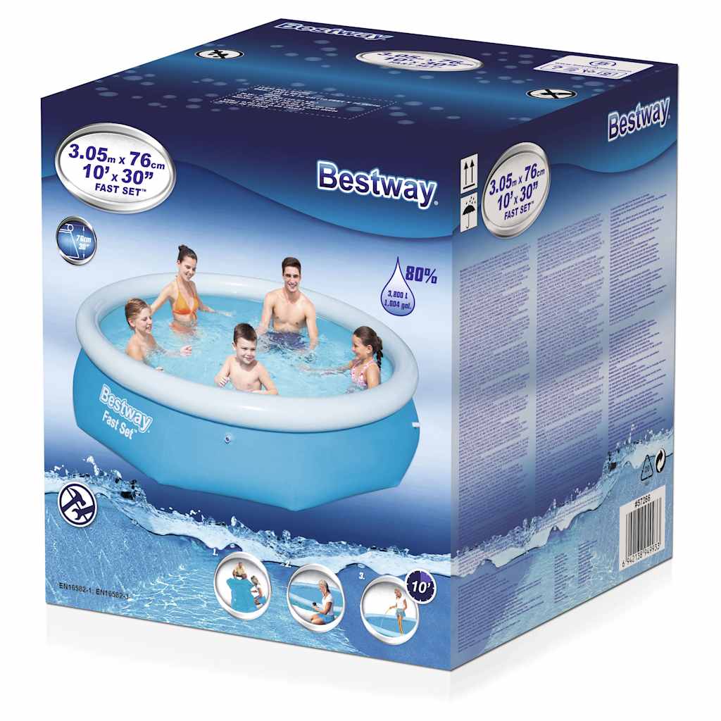 Bestway Zwembad Fast Set opblaasbaar rond 305x76 cm 57266 - Aashly