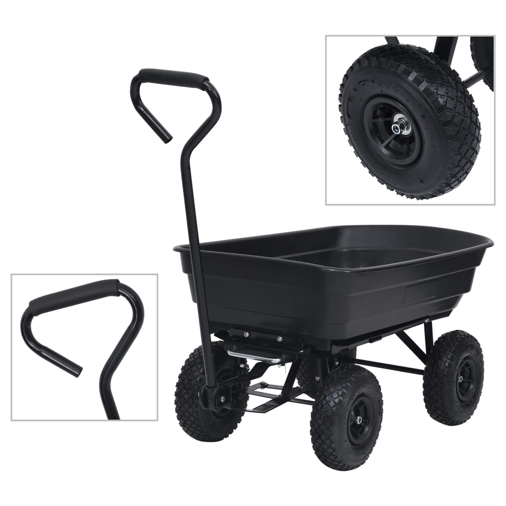 vidaXL Tuinkiepwagen 300 kg 75L groen