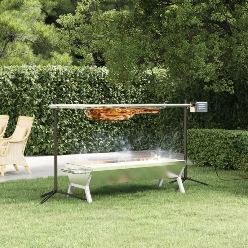 Automatische roestvrij staal barbecue met elektrische motor voor erg heet grillen - 150 x 46.5 x 82.5 cm - Barbecues